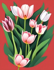 Fototapeta premium Tulip Flower Vector Generative Art
