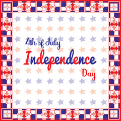 Vector Fourth of July hand lettering inscription for greeting card, banner with white background etc. Happy Independence Day of United States of America calligraphic background.