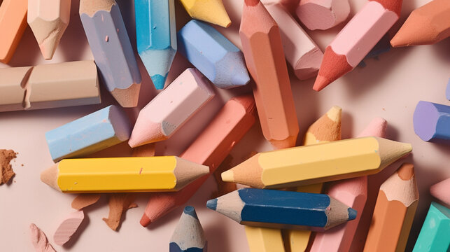  Flat lay of pastel crayons. IA generative.
