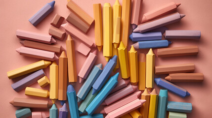  Flat lay of pastel crayons. IA generative.
