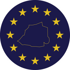 Badge of Outline Map of Vatican in colors of EU flag