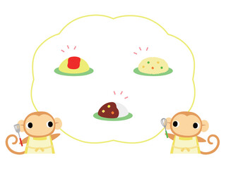 ランチメニューを紹介するサル