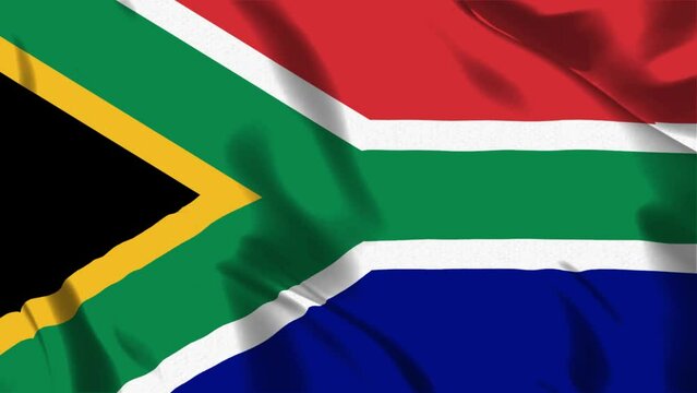 Flag of South Africa in the wind animation loop