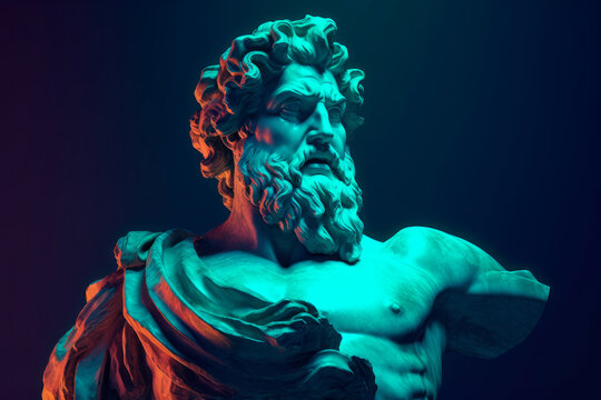 Marble statue of greek god Zeus. Generative AI