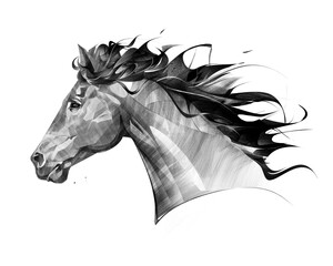 a painted portrait of a horse in monochrome on the side - 610762130