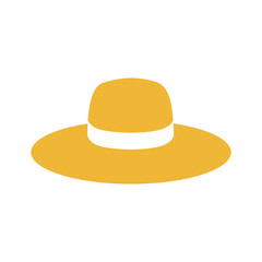 Vector summer straw hat illustration. Flat style beach hat