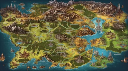 RPG Game World Map	
 - obrazy, fototapety, plakaty