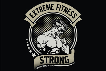 extreme fitness vector fitness quote graphic illustration gymnastics tee wear sport t-shirt design