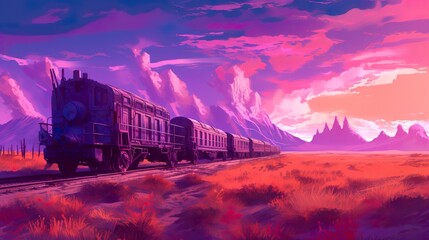 Plakat west train Synthwave (ai generate)