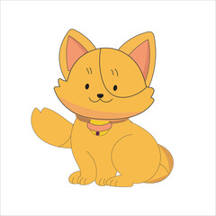 Free vector a sticker template of cat cartoon character