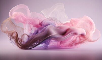  a pink and purple smoke is in the air on a gray background with a light reflection on the bottom of the smoke and the bottom of the smoke.  generative ai