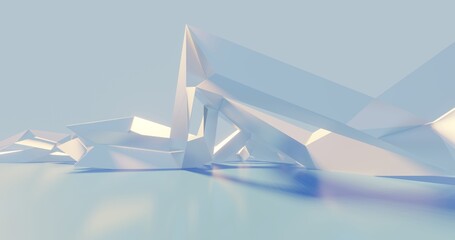 Futuristic abstract background crystal building 3d render	