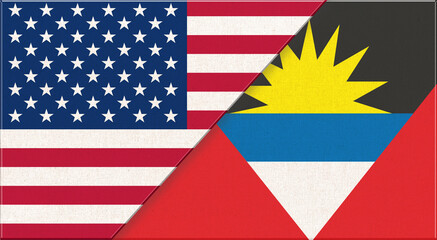 Flags of USA and Antigua and Barbuda. USA and Antigua and Barbuda relations