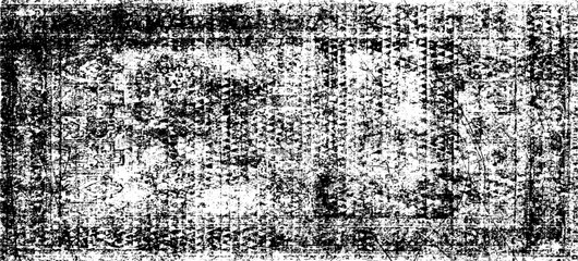 Monochrome texture composed of irregular graphic elements. Distressed uneven grunge background. Abstract vector illustration. Overlay for interesting effect and depth. Isolated on white background.