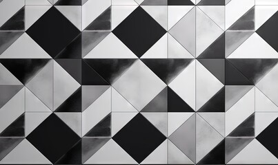  a black and white photo of a wall with a pattern of squares and rectangles on it's side and a black and white background.  generative ai