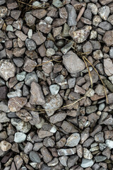 Texture of gravel scattered on the ground