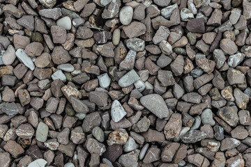 Texture of gravel scattered on the ground