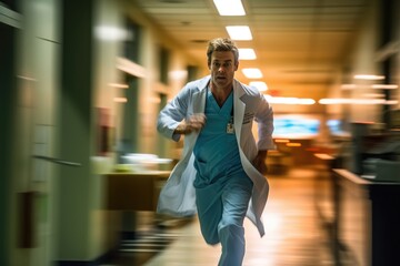ER Doctor Running to save a patient - Illustration created with generative ai