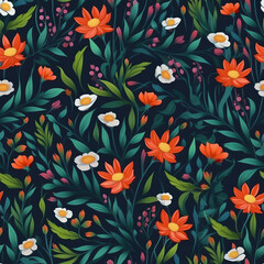 Seamless pattern of Beautiful flowers close-up as a background.
