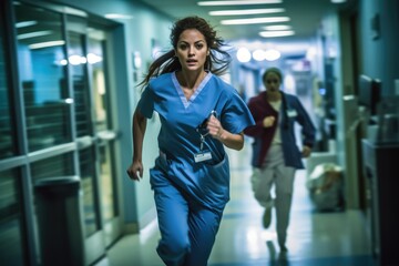 ER Doctor Running to save a patient - Illustration created with generative ai