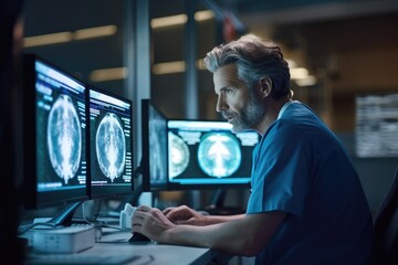 A doctor looking at a x-ray exam - Illustration created with generative ai