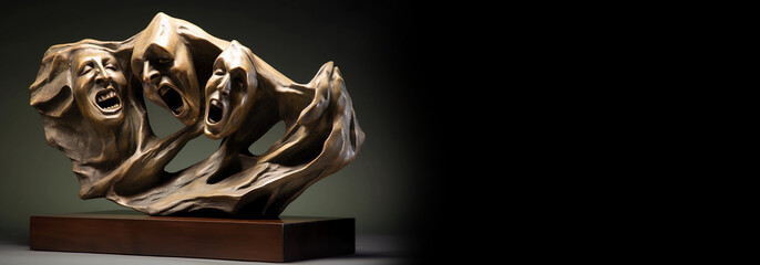 An abstract sculpture  made by generative AI of contorted figures, showcasing the physical and emotional tension associated with anger in a sculptural style