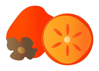 Zestaw ilustracji owoców kaki | Owoce Smekly fruit wector set illustration Fruits Icons exotic 