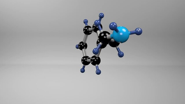 Phenylethylamine Molecule. Molecular structure of 2-phenylethylamine, central nervous system stimulant related to psychoactive compounds such as amphetamines and catecholamines.
