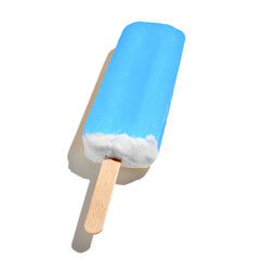 Blue ice cream on a stick isolated on white background