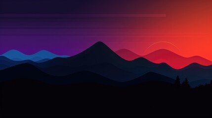 sunset in mountains minimalistic background wallpaper