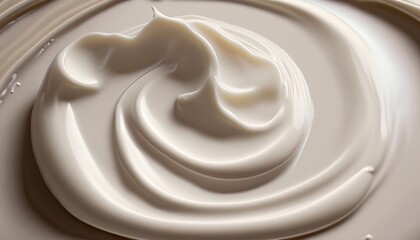 Creamy smooth texture of cosmetic product, swirling background of a white cream, Generative AI