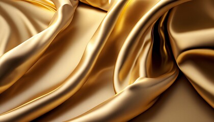 Golden silk fabric texture, elegant and smooth luxurious gold background, Generative AI