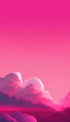 Poster pink sky with clouds and sun pink wallpaper background © Stream Skins