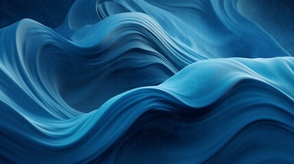 Obraz premium Rhythmic Azure Waves: An Abstract Exploration of Sculptural Aesthetics and Surreal 3D Landscapes on Shaped Canvas, Echoing Abstraction-Création Principles