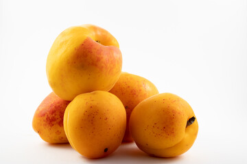 apricots on white background