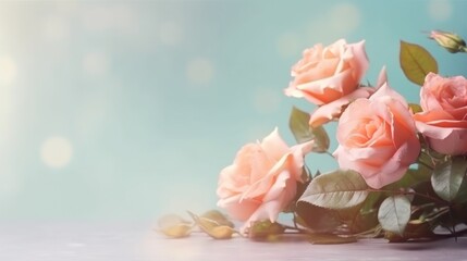 Obraz na płótnie Canvas Rose flowers background. Illustration AI Generative.
