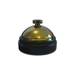 hotel Service bells 3d illustration isolated  office golden reception bell 