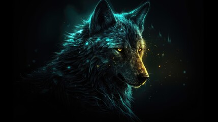 wolf head in the night wallpaper background
