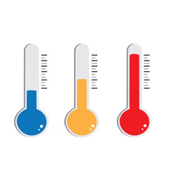 Conjunto de iconos de vector de temperatura fría caliente termómetro. - obrazy, fototapety, plakaty