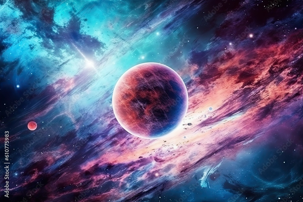 Canvas Prints horizontal photo planet space galaxy generative ai