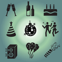 Party celebration birthday vector icon set
