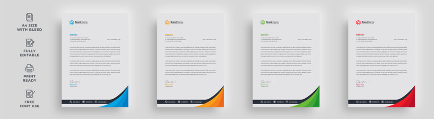 letterhead newest trendy abstract creative corporate minimal simple company official new unique trendy uncommon a4 size page layout newsletter poster informative design with a logo