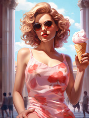 Beautiful Girl Enjoying Ice Cream