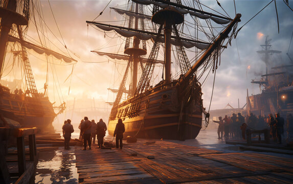 Galleon ship in the Dock