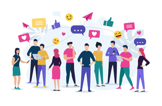 people with social media icons
