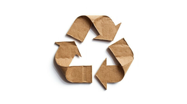 Recycling symbol made of cardboard created with generative AI technology