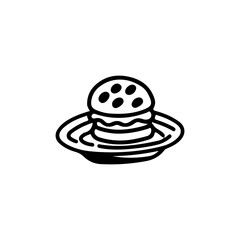 vector illustration of doodle burger with plate
