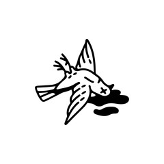 dead bird doodle illustration vector