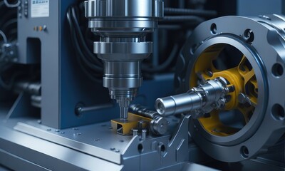 Fototapeta premium Lathes produce steel parts for automotive