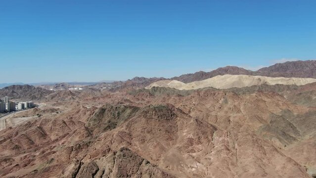 Aerial view Eilat mountains near the red sea, Israel 